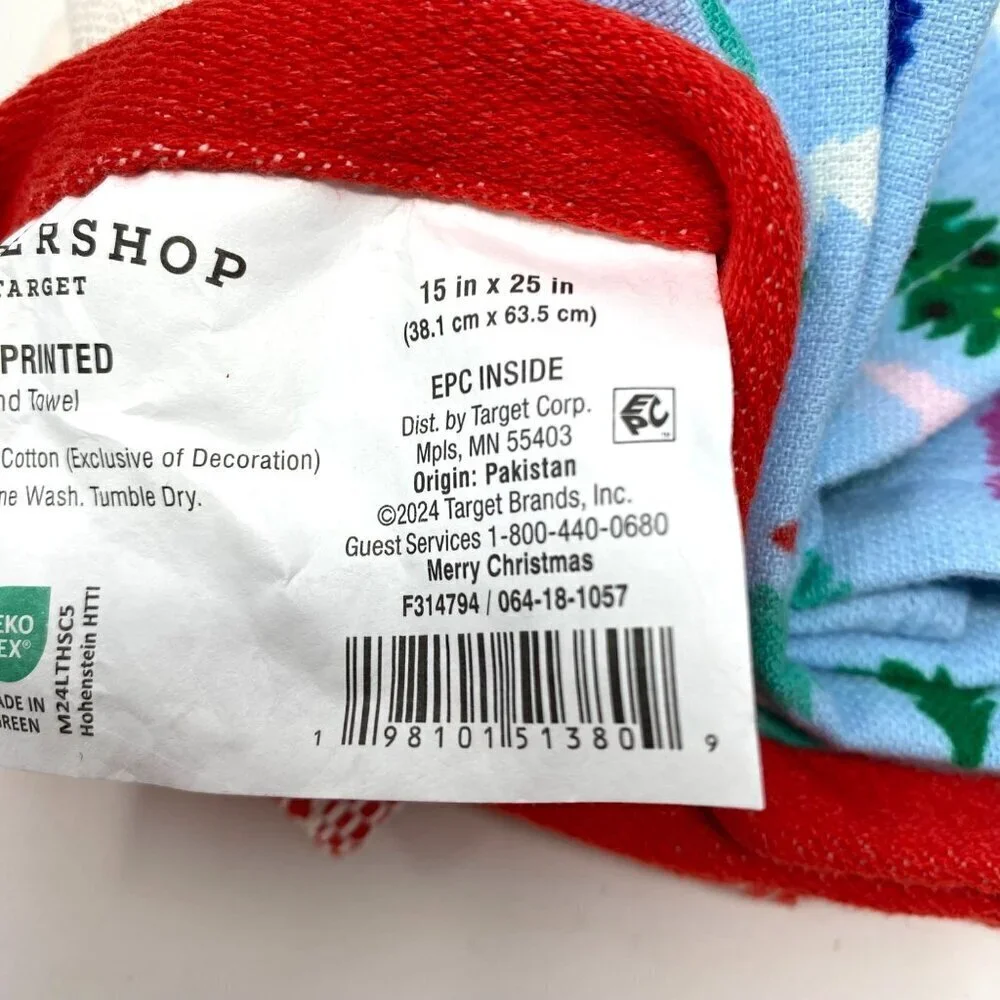 Target 2 Pack 'Merry Christmas' Hand Towels Cream Blue Wondershop™. B31